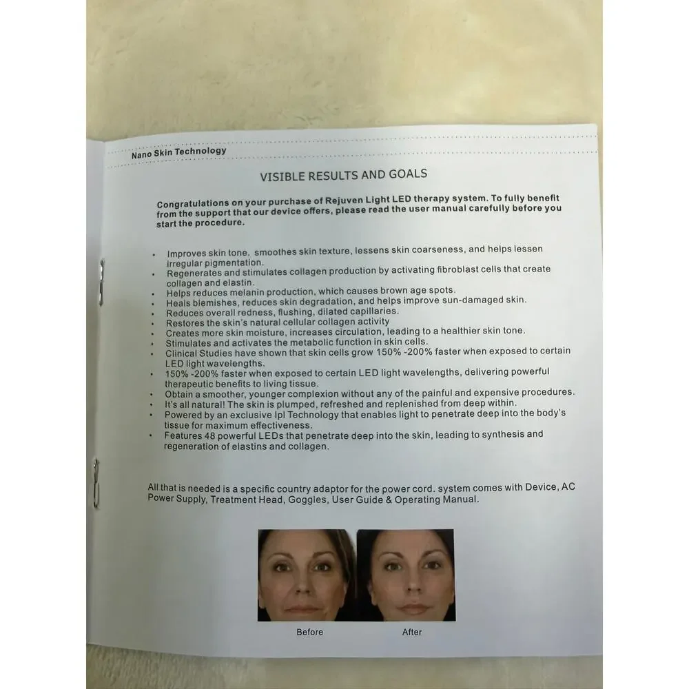 Rejuven Light 2.0 Nano LED Light Therapy 4 Color Interchangeable Heads - NEW